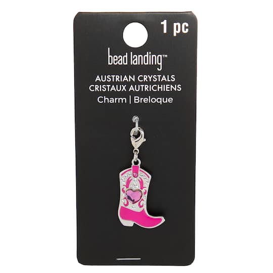 Pink Cowgirl Boot Austrian Crystal Charm by Bead Landing™